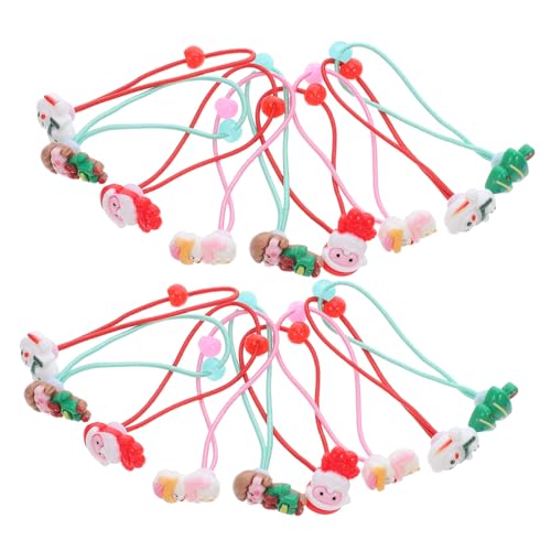 VINTORKY 30 Stück Teiliges Weihnachts Elastische Haargummis für Mädchen Bunte Weihnachtliche Haarbänder Schonende Dehnbare Ponytail Halter Festliches Design mit Santa Schneemann Baum Bequem von VINTORKY