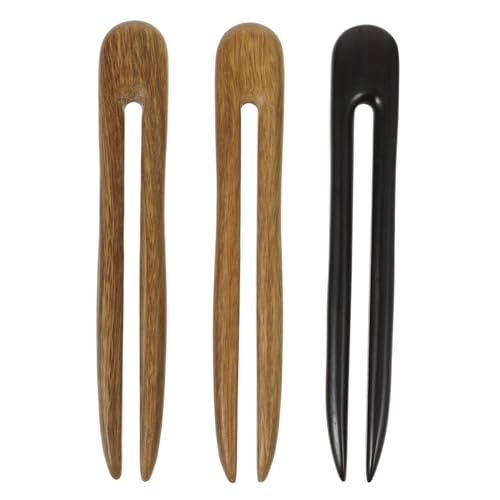 VINTORKY 3stücke Holz U-förmige Haarnadeln Retro Haar-sticks Für Frauen Damen Frisur Zubehör Und Sandelholz Handgefertigt Natürlicher Duft von VINTORKY