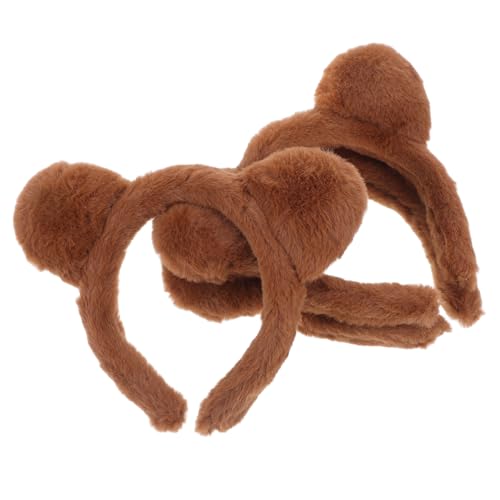 VINTORKY Bärenohren Haarreifen 3 Stück Braun Plüsch Stirnband für Damen und Mädchen Weiches und Leichtes Haar Accessoire Geeignet für Halloween Kostümpartys Cosplay Tierkostüm Kopfbedeckung von VINTORKY