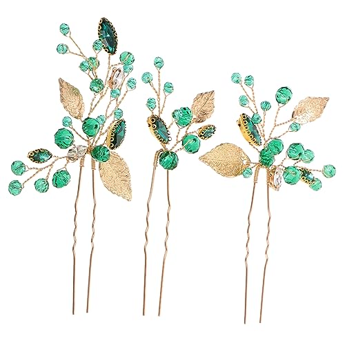 VINTORKY 3stücke Haarnadeln Für Braut Schmuck Kopfschmuck Für Hochzeit U-förmige Haarspangen Mit Edelsteinen Haarschmuck Für Braut Prom Haarnadeln von VINTORKY