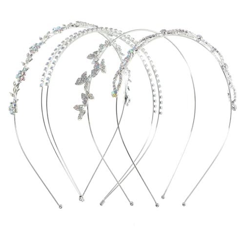 VINTORKY 4 Stück Strass-Stirnband hair accessories for girls hochzeitshaar schmuck zweireihiges Stirnband Stirnbänder für Damen Haarbänder Hochzeitskopfschmuck für die Braut Strasssteine von VINTORKY