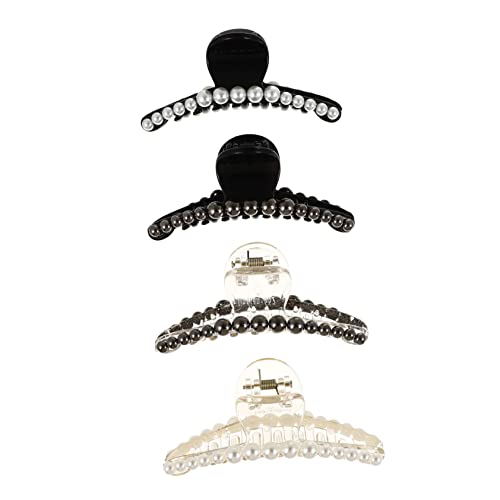 VINTORKY 4 Stück Teiliges Perlen Haarklammern für Damen Schwarze und Champagner Clip Haarspangen mit Weißen und Schwarzen Perlen für Dickes und Dünnes Haar Haarschmuck für Mädchen und von VINTORKY