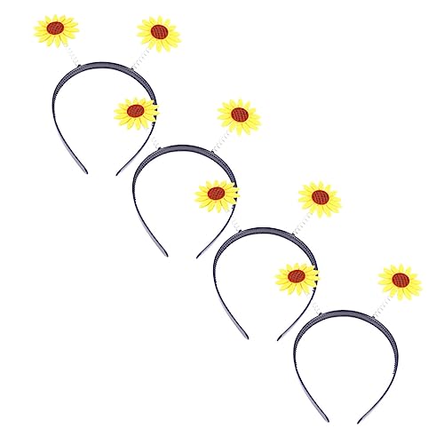 VINTORKY 4 Stück Teiliges Sonnenblumen Haarband für Partys Urlaub und Alltag Süße Blumenhaarreifen mit Kunstblumen für Damen und Mädchen für Geburtstagsfeiern Junggesellinnenabschiede und von VINTORKY