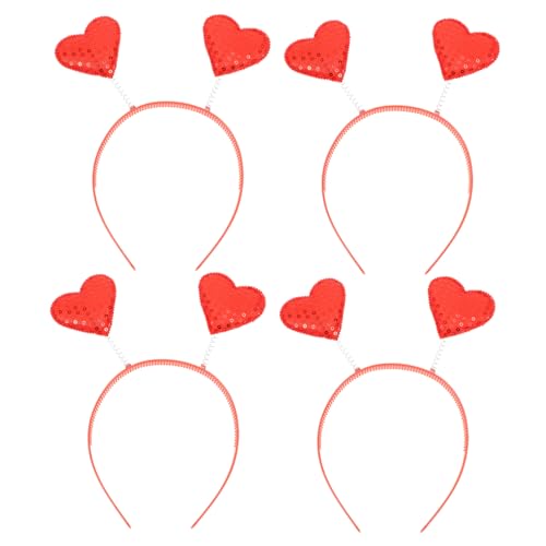 VINTORKY 4 Stück Herz-stirnbänder Für Erwachsene Haarband Zum Valentinstag Glänzende Strasssteine Party- Einheitsgröße von VINTORKY