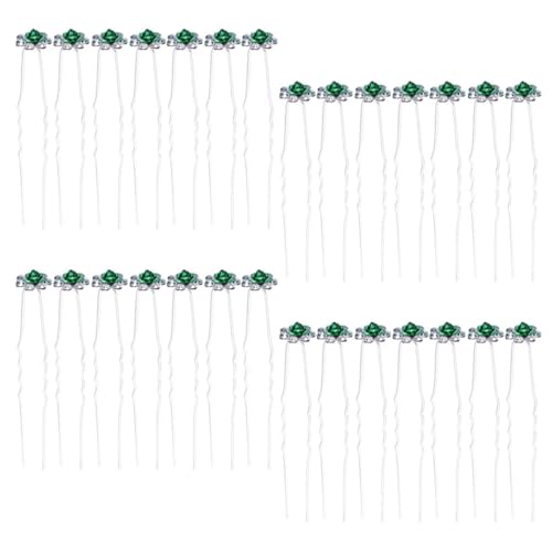 VINTORKY 40St rosafarbene Haarnadel Kopfbedeckung Perlenclip Reize hair accessories for hochzeitshaar schmuck Haarschmuck für die Braut Hochzeit Stirnband Strasssteine Light Green von VINTORKY