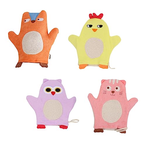 VINTORKY Badehandschuhe Mit Tierdesign 4er-pack Handschuhe Für Jungen Und Mädchen Peeling Weiche Baumwolle Sicher Für Badeutensilien Reisefreundlich Zufälliger Stil von VINTORKY