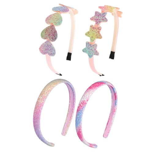 VINTORKY 4Stücke Teiliges Glitzer Stirnband für Regenbogenfarben und Stern Design Bequemes Haarband für Kleinkinder und Accessoire für Partys und Freizeit von VINTORKY
