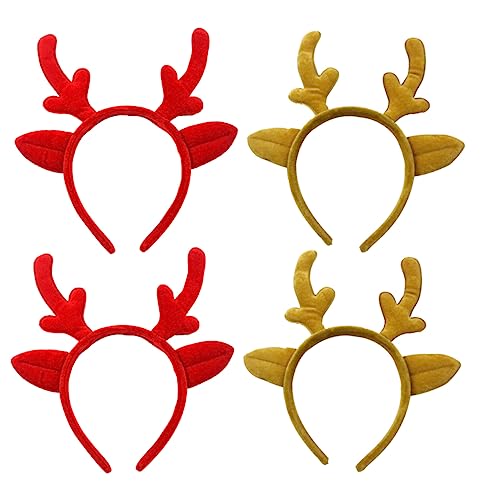 VINTORKY 4er Set Weihnachts Haarreif Mit 3D Elchgeweih üßes Haaraccessoire Für Weihnachten Und Weinrot Ideales Party Haarband Für Frauen Und ädchen von VINTORKY