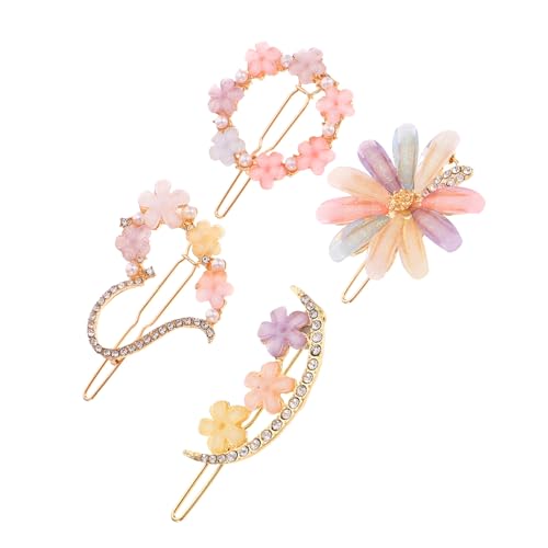 VINTORKY 4stücke Blumen Haarnadeln Glitzer Metall Haarspangen Dekorative Blume Haar Clips Für Frauen Blumen Haarklammern von VINTORKY