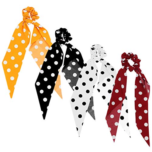 VINTORKY 4stücke Elastische Scrunchies Mit Punkten Einfache Haargummis Für Damen Vielseitig Als Pferdeschwanzhalter Und Haarschmuck Farbe Zufällig Rot Gelb von VINTORKY