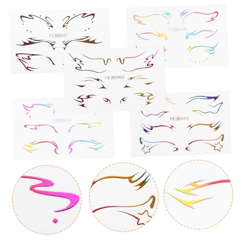 VINTORKY 5blätter Eyeliner-aufkleber Selbstklebende Gesichtsaufkleber Temporäre Gesichtstattoos Für Augen Make-up-aufkleber Für Partys Cosplay Und Halloween von VINTORKY