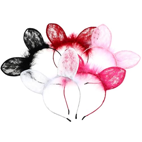 VINTORKY 5 Stück Katzenohren Haarreifen aus Spitze Cosplay Haarschmuck für Kinderpartys Vielseitige Haaraccessoires für Halloween und Festliche Anlässe von VINTORKY