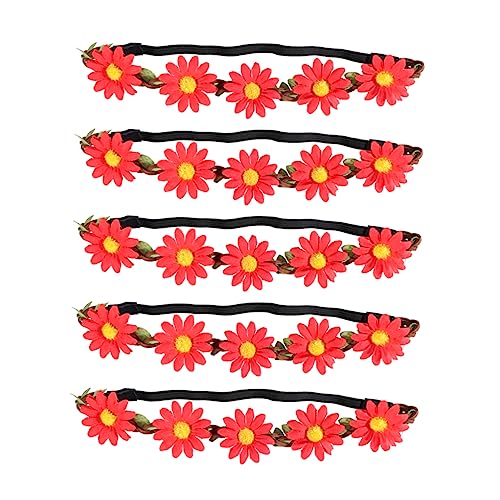 VINTORKY 5st Stirnband Mit Blumengirlande Sonnenblumen Stirnbänder Blumenstirnbänder Für Frauen Gänseblümchen-stirnbänder Blumenstirnband Für Mädchen Blumen- Haarkranz Bohemien Braut Hawaii von VINTORKY