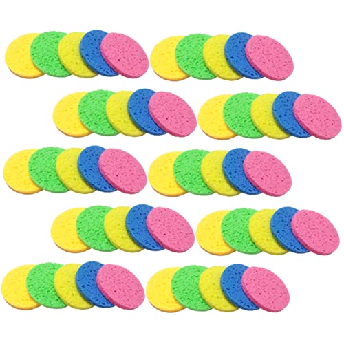 VINTORKY 50stücke Runde Make-up Entferner Schwämme Aus Zellulose Mehrfarbige Gesichtswaschschwämme Hautfarbe Zitronengelb Weiche Wiederverwendbare Puderquasten Für Sanfte Reinigung Und von VINTORKY