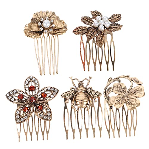 VINTORKY 5stücke Haarnadel Haarschmuck Für Hochzeiten Haarklammer Kristall-haarkamm Haarkamm-clips Aus Legierung Retro Dekorative Blattform Perlendesign Für Damen Party Feiertage von VINTORKY