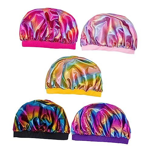 VINTORKY 5stücke Schlafhaube Aus Polyester Für Dusche Und Bad Schützt Haare Vor Nässe Elastisch Für Junge Mädchen Und Erwachsene Wiederverwendbar Und Komfortabel von VINTORKY
