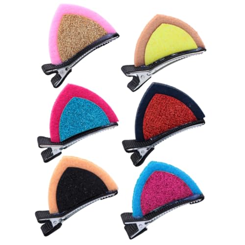 VINTORKY 6 Paare Katzenohren Haarklammern Glitzer Haarschmuck für Mädchen Leichte Kompakte Ohrspangen Geeignet für Lange und Kurze Haare Kopfbedeckung Zufällige Farben Zufällige Farbe von VINTORKY
