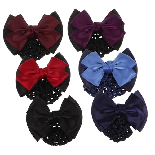 VINTORKY 6 Stück Elastische Dutt Haarspangen Mit Schleife Für Damen Und Herren Haarnetz in Rot Blau Schwarz Weinrot Dunkelviolett Und Hellblau Haaraccessoires Für Büro Und Freizeit VINTORKY 6 Stück Elastische Dutt Haarspangen Mit Schleife Für Damen Und Herren Haarnetz in Rot Blau Schwarz Weinrot Dunkelviolett Und Hellblau Haaraccessoires Für Büro Und Freizeit von VINTORKY
