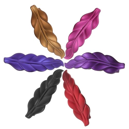 VINTORKY 6 Stück Große Matte Haarklammern in Blattform Bunte Haarschmuck Clips für Mädchen Robuste Haarklammer für Vielseitig für Alltag Party und Fasching von VINTORKY