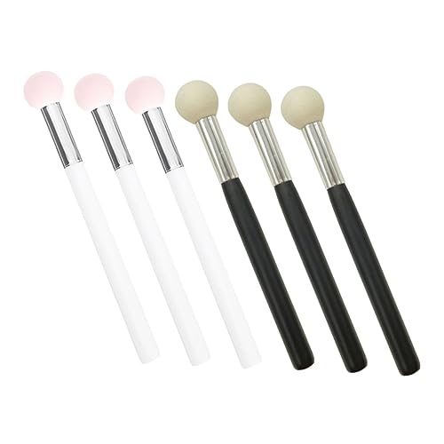 VINTORKY 6 Stück Make Up Schwamm Pinsel Puderquaste mit Griff für Frauen Hochdichter Sanfter Concealer Schwamm für Nahtloses Finish für Gesichtsmakeup und Kosmetik von VINTORKY
