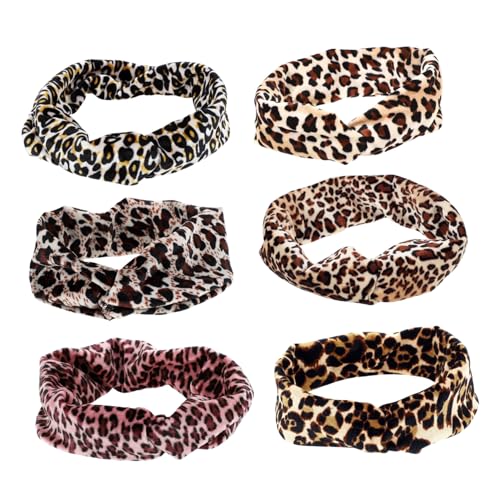VINTORKY 6stücke Sport Stirnbänder Damen Pack Workout Stirnbänder Leopard Haar Bänder Für Yoga Training Schweißbänder Für Frauen Lauf Stirnband Elastisch Atmungsaktiv von VINTORKY