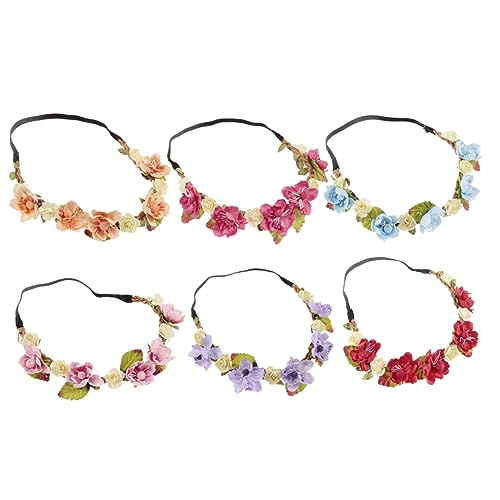 VINTORKY 6st Boho-blumenkranz Baby Mädchen Verbeugt Sich Haarband Für Kleinkinder Hochzeit Haarblumen Kopfschmuck Aus Blumen Für Die Braut Blumenkranz Für Kleinkinder Kleine Strand Blüte von VINTORKY