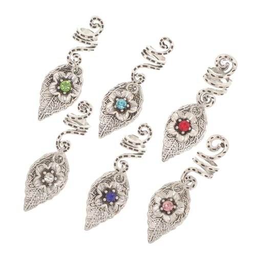 VINTORKY 6stücke Dreadlock-haar-ringe Zopf-haar-schmuck Haaring-anhänger Haar-accessoires Für Frauen Dreadlock-accessoires Dread-perlen Zopf-charms Aus Zinklegierung von VINTORKY