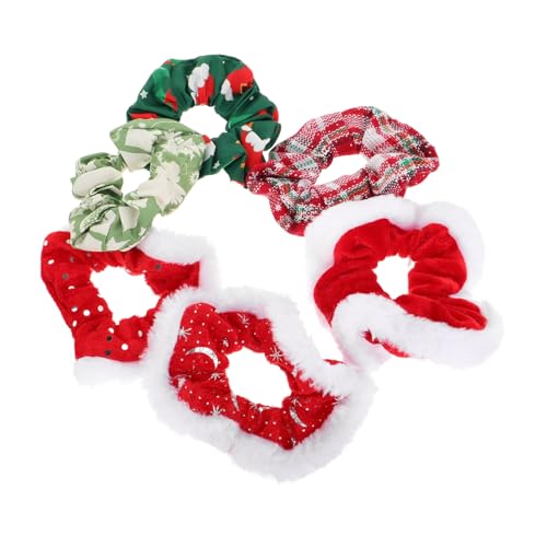 VINTORKY 6stücke Weihnachts Haargummis Mit Plüschigem Weißen Rand Elastische Ponytailhalter Für Frauen Und Mädchen Verschiedenen Farben Für Festliche Anlässe Und Weihnachtsfeiern von VINTORKY