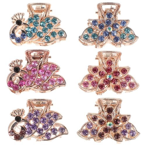 VINTORKY 6stücke Strass Haarklammern Im Herz Und Schleifen Design Kleine Kralle Für Frauen Und Mädchen Chunky Haarklemmen Für Modische Frisuren Vielseitiges Haaraccessoire von VINTORKY