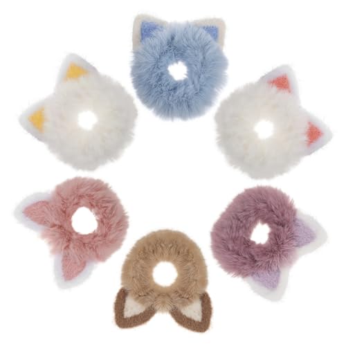 VINTORKY 6stücke Katzenohr-haargummis Aus Plüsch Katzenohr-haarband Scrunchies Für Frauen Mädchen Elastische Haarbänder Zum Festhalten Von Haaren Accessoires Für Alltag Und Partys von VINTORKY