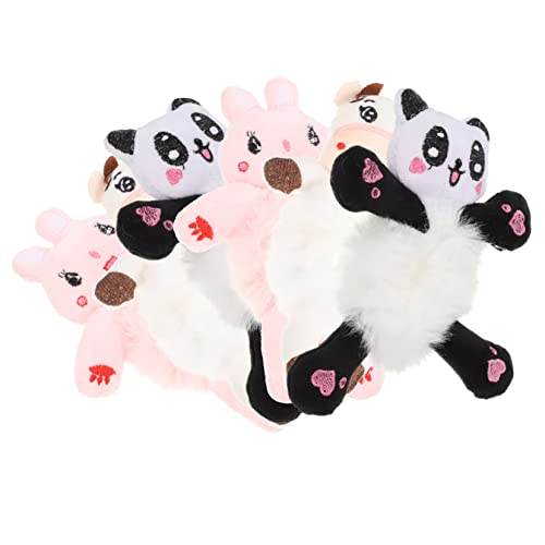 VINTORKY 6stücke Plüschige Tier Haargummis Für Pferdeschwanz Elastische Haargummis in Panda Und Milchkuhform Flauschige Und Bezaubernde Für Frauen Und Mädchen Accessoires Für Partys Zeremon von VINTORKY