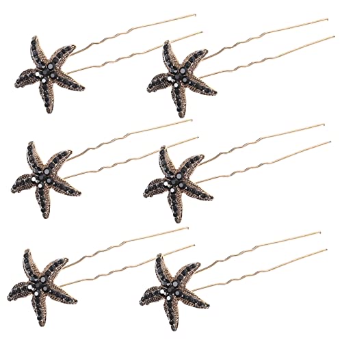 VINTORKY 6stücke Stilvolle Strass Haarnadeln Mit Seestern-dekor Hochzeits-haaraccessoires Für Frauen Einzigartige Haarschmuckstücke Für Braut Cosplay Fotografie Und Events von VINTORKY