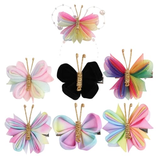 VINTORKY 7stücke Schmetterling Haarnadel Aus Metalllegierung Mit Weichen Stoffflügeln in Mehrfarben Seitenspange Für Kleine Mädchen Haarstyling Zubehör Haarschmuck Für Partys Und von VINTORKY