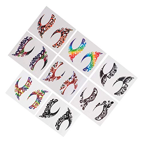 VINTORKY 8 Paar Temporäre Tattoos Aufkleber für Augen Make Up Lidschatten Gesichtsdekoration Selbstklebend Einfach Anzuwenden für Halloween Cosplay Festivals von VINTORKY
