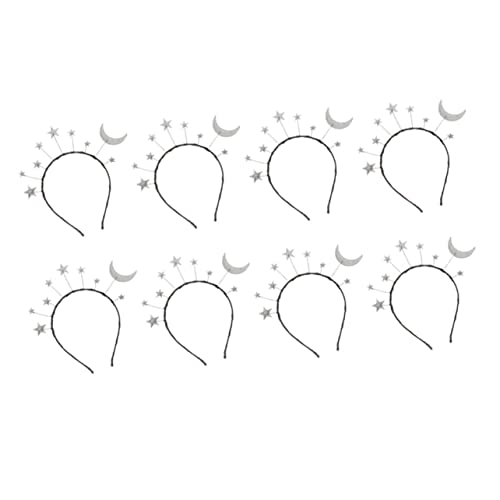 VINTORKY 8 Stück Teiliges Haarband Stern und Mond Form Glitzerndes Leichtes Stirnband für Mädchen Party Schmuck Bequemes Langlebiges Haarschmuck Zubehör für Alltag und Festtage von VINTORKY