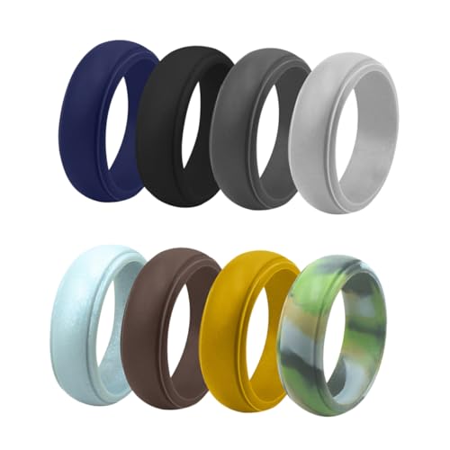 VINTORKY 8 Stück Teiliges Silikon Ring Bunte Flexible Herren Outdoor Sport Finger Ringe Atmungsaktiv Ergonomisch für Schwimmen Tauchen Fitness von VINTORKY