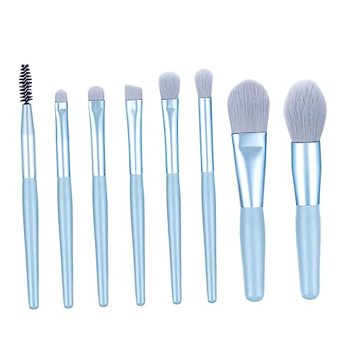 VINTORKY 8stücke Teiliges Makeup Pinselset Mit Mattem Holzgriff Professionelle Kosmetikpinsel Für Puder Und Lidschatten Helles Blau von VINTORKY