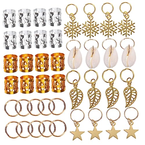 VINTORKY 80stücke Dreadlock Schmuck Haar Ringe Dreadlock Beads Charm Haaraccessoires Für Frauen Zöpfe Verschiedene Designs Für Kreative Frisuren von VINTORKY