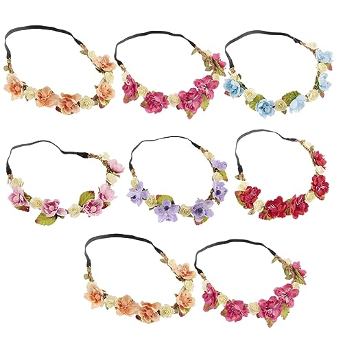 VINTORKY 8St Stretch-Haarband -Blumen-Stirnband Kind -Stirnbänder mit Schleifen funkeln haarschmuck hair accessories Verstellbare Stirnbänder Stoffhaarbänder für Babys von VINTORKY