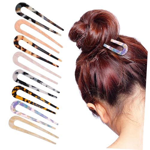 VINTORKY 8stücke U-förmige Haargabeln Aus Acetat Haarnadeln Für Frauen Haarschmuck Haarstäbe Für Dutt Und Pferdeschwanz Haarzubehör Für Hochzeit Und Party von VINTORKY