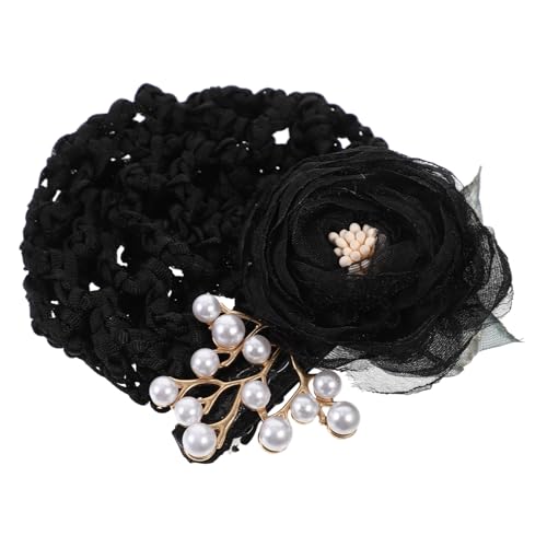 VINTORKY Blumen Haarnetz mit Clip für Damen Stoff Haarbündel Abdeckung für Dutt Flexibles Haarnetz für Ballett Krankenschwestern und Alltag Schwarzes Netz von VINTORKY