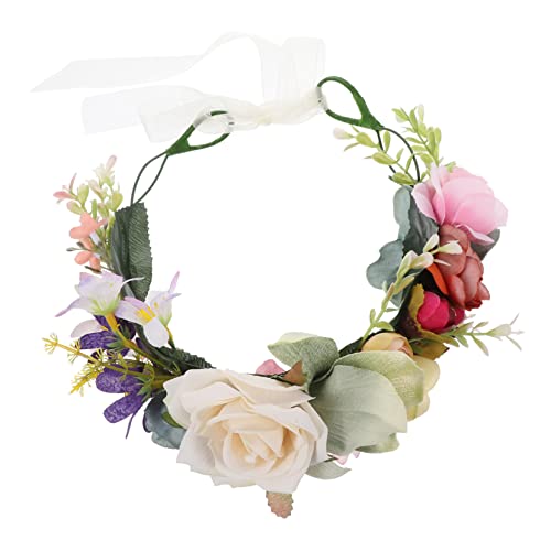 VINTORKY Blumen Haarreif für Braut Simulierter Blumenkranz Kopfstück für Hochzeiten Kostümpartys Festivals und Fotoshootings Accessoire für Damen von VINTORKY