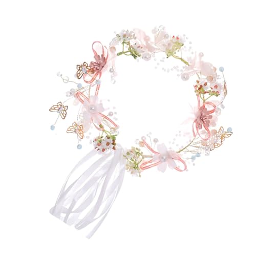 VINTORKY Blumenkranz Haarreif mit Verstellbarem Band Boho Blumenkrone Stirnband für Mädchen Hochzeit Haarschmuck Festival Kopfschmuck Bequemer Sitz Handgefertigt Natürlicher Look von VINTORKY