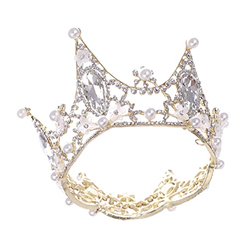 VINTORKY Brautkrone Hochzeit Tiara Glänzendes Stirnband Strass Haarschmuck Für Bräute Und Brautjungfern Mit Perlen von VINTORKY