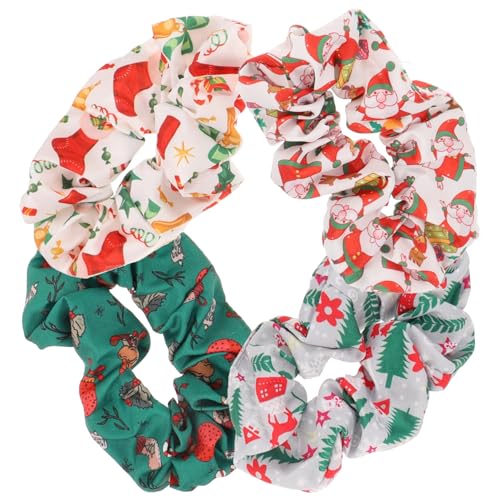 VINTORKY 4stücke Teiliges Weihnachts-haarband Für Mädchen Satin-haargummis Glocken Für Festlichkeiten Partys Und Fototermine Haaraccessoires von VINTORKY