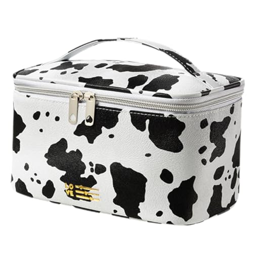 VINTORKY Damen Mit Kuh Maserung Tragbar Kosmetiktasche Für Reisen Für Toilettenartikel Mit Robustem Reißverschluss Und Einzigartigem Design von VINTORKY