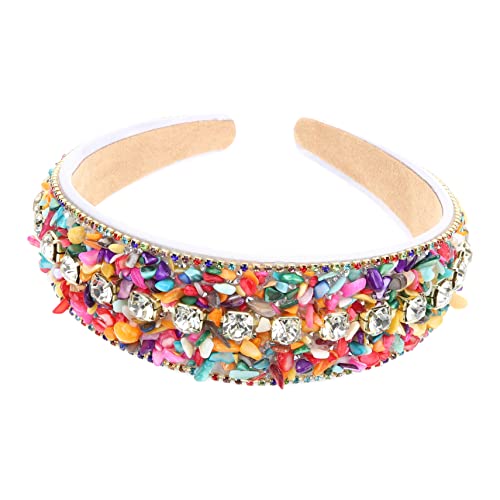 VINTORKY Diamant-Stirnband einstellbar LED Mädchen Mode Glamouröser Haarschmuck Haarband mit Strasssteinen Haarschmuck verzierte Stirnbänder für Damen Strassstirnband falsches Türkis von VINTORKY