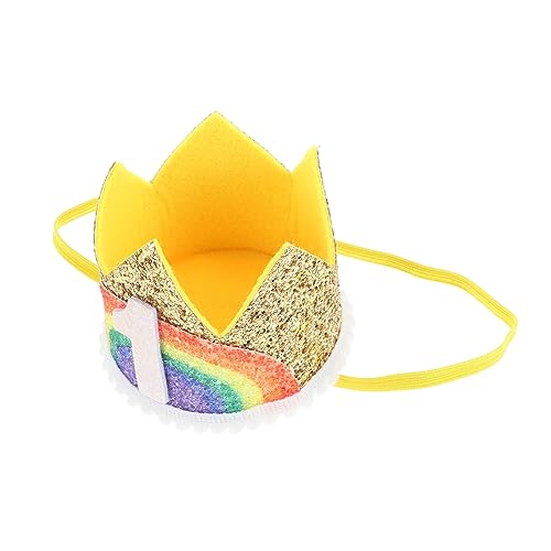 VINTORKY digitale Krone für Kinder erster Geburtstag Babygeburtstag Regenbogen Tiara Haarbänder Babygeburtstagsfeier Haarband Baby-Regenbogenkrone Mini Kopfbedeckung Hut Haarschmuck Stoff von VINTORKY