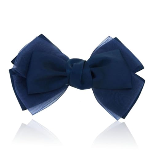 VINTORKY Dunkelblaue Haarschleife aus Strapazierfähiger Seide mit Metallclip Großer Schleifen Haarspange für Damen und Mädchen Modischer Haarschmuck für Vielseitige Kopfdekoration von VINTORKY