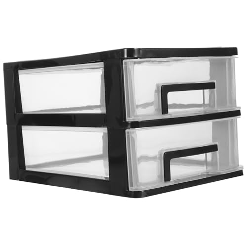 VINTORKY Lagige Aufbewahrungsbox Für Schreibtisch Mit Schublade Kunststoff Transparent Und Schwarz Organizer Für Kleinteile Und Kosmetika von VINTORKY